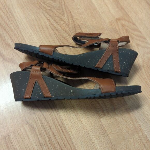 Teva Cabrillo Sandals Womens 8 Brown Leather Strappy Comfort Wedge Ankle Strap - Picture 5 of 7